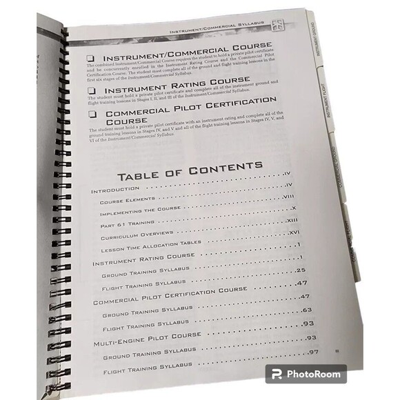 Jeppesen Instrument/Commercial Syllabus Aviation Spiral 2000 - Picture 4 of 7